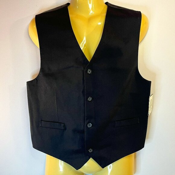 Van Heusen Boy's Black Reversible Solid / Pinstripe Suit Vest - Size XL (18/20) - Picture 1 of 4